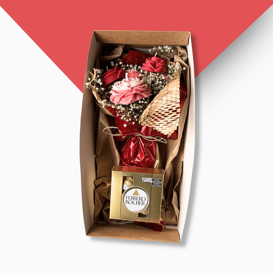 Buquê de Velas Aromáticas com Ferrero Rocher — Dia dos Namorados