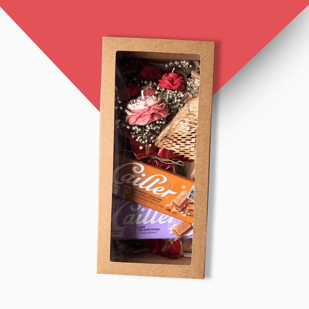Buquê de Velas Aromáticas com Chocolate Suíço Cailler — Dia dos Namorados
