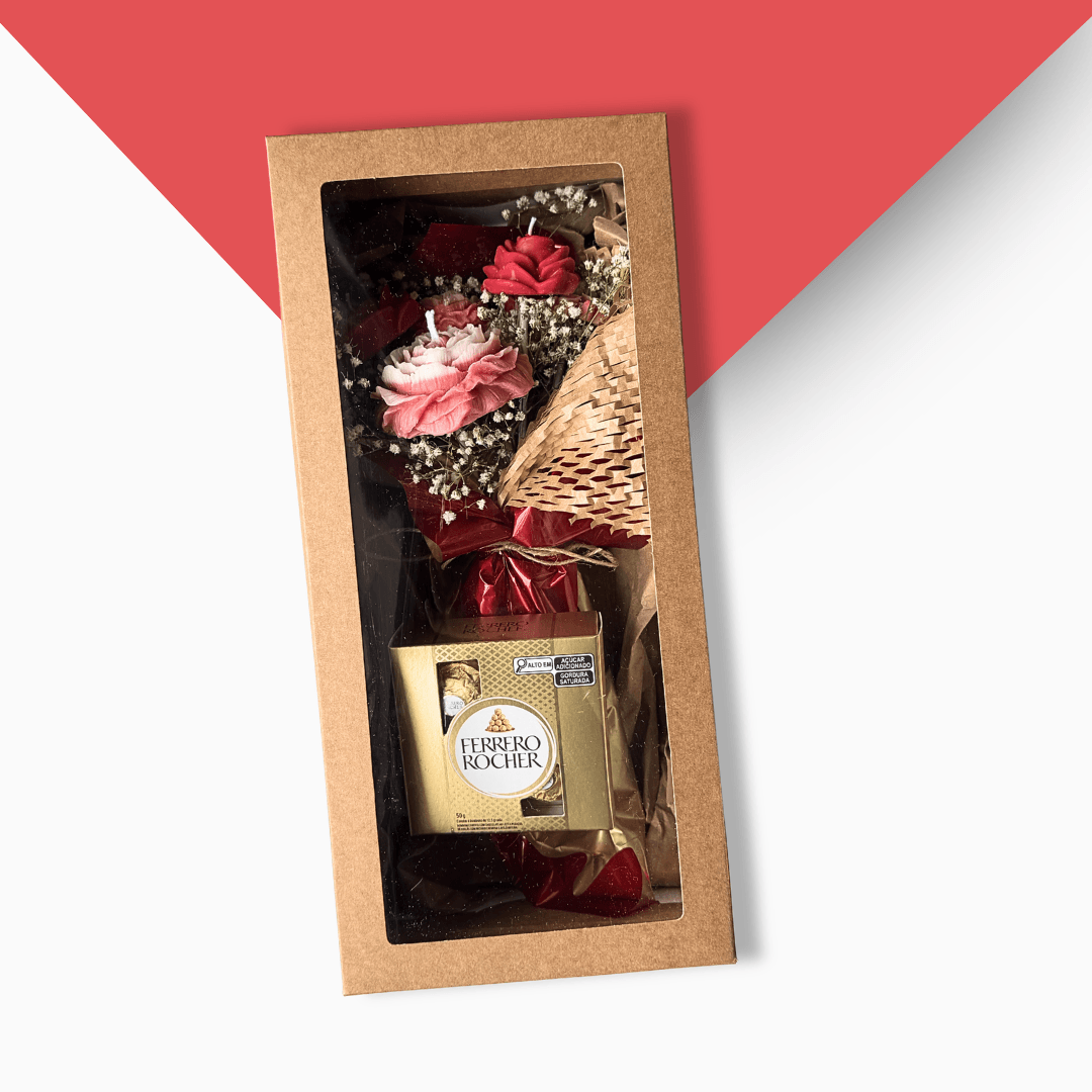 Buquê de Velas Aromáticas com Ferrero Rocher — Dia dos Namorados