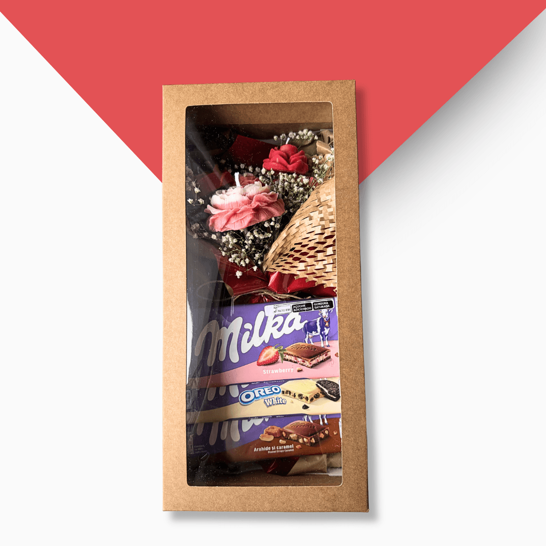 Buquê de Velas Aromáticas com Chocolates Milka Importados — Dia dos Namorados