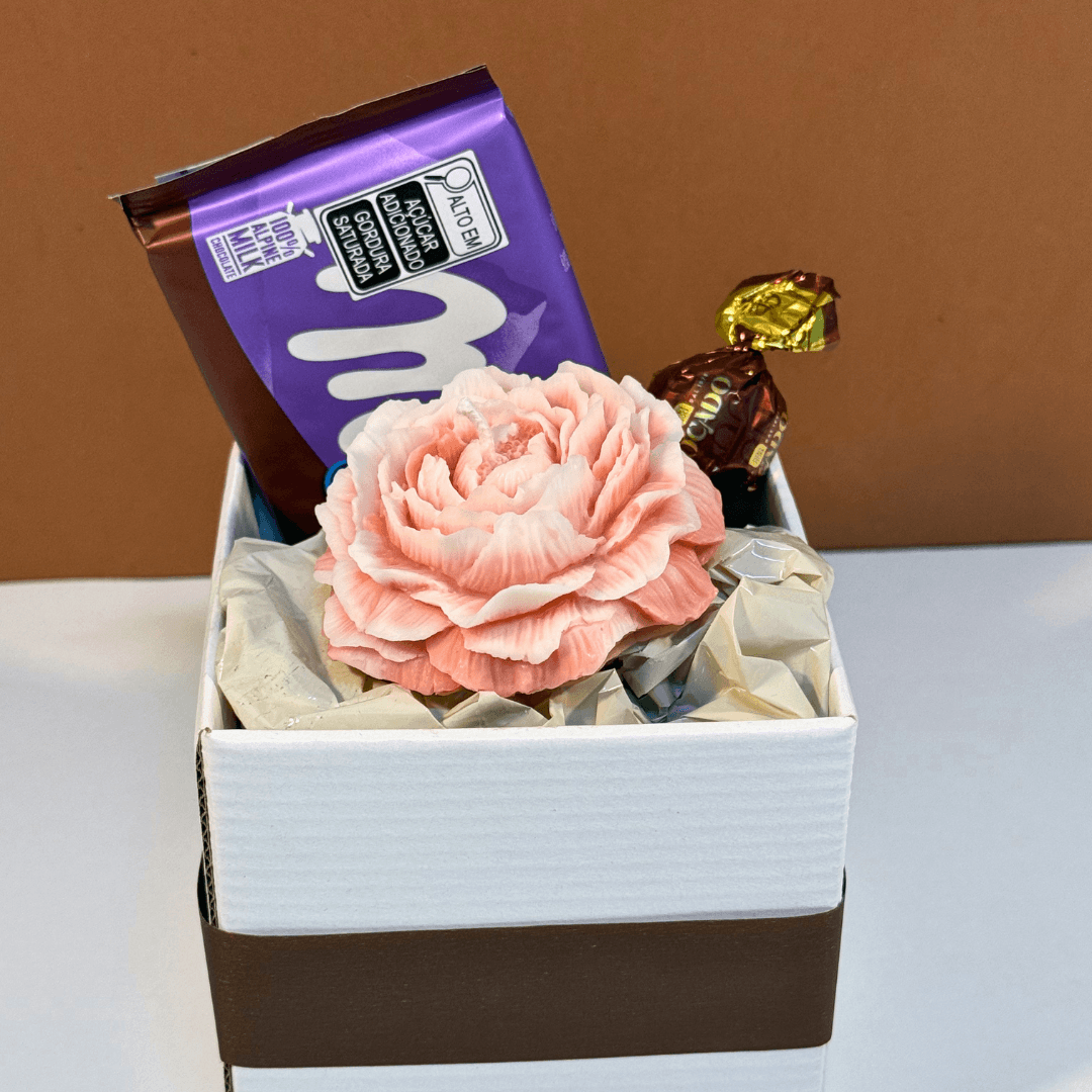 Caixa Vela Flor + Milka (M) - Dia das Mães