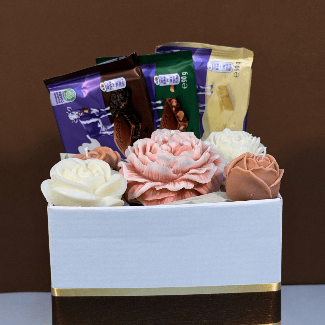 Caixa Buquê de Velas + Milka (G) – Dia das Mães - Dia das Mães