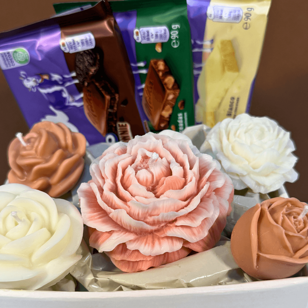 Caixa Buquê de Velas + Milka (G) – Dia das Mães - Dia das Mães