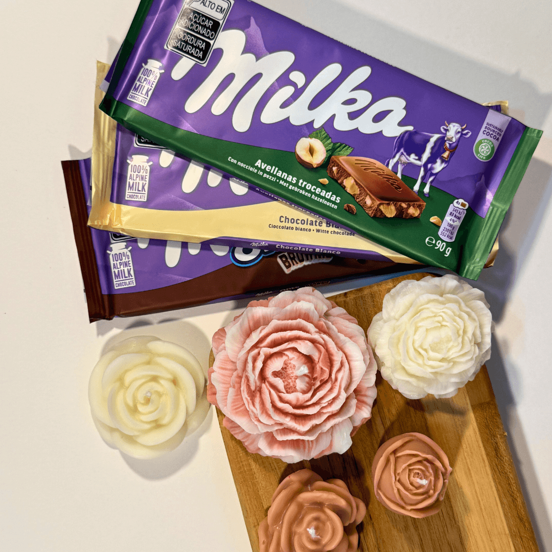 Caixa Buquê de Velas + Milka (G) – Dia das Mães - Dia das Mães