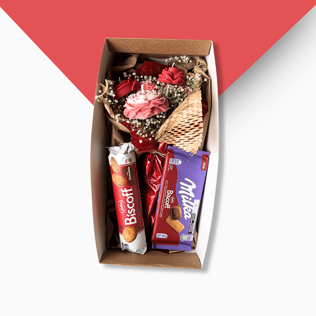 Buquê de Velas Aromáticas com Chocolate Importado Biscoff — Dia dos Namorados