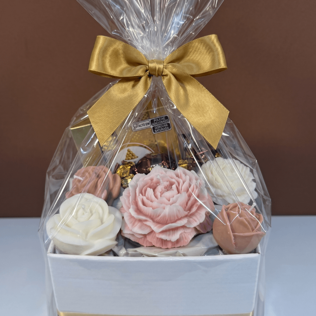 Caixa Buquê de Velas + Ferrero e Bombons (G) - Dia das Mães