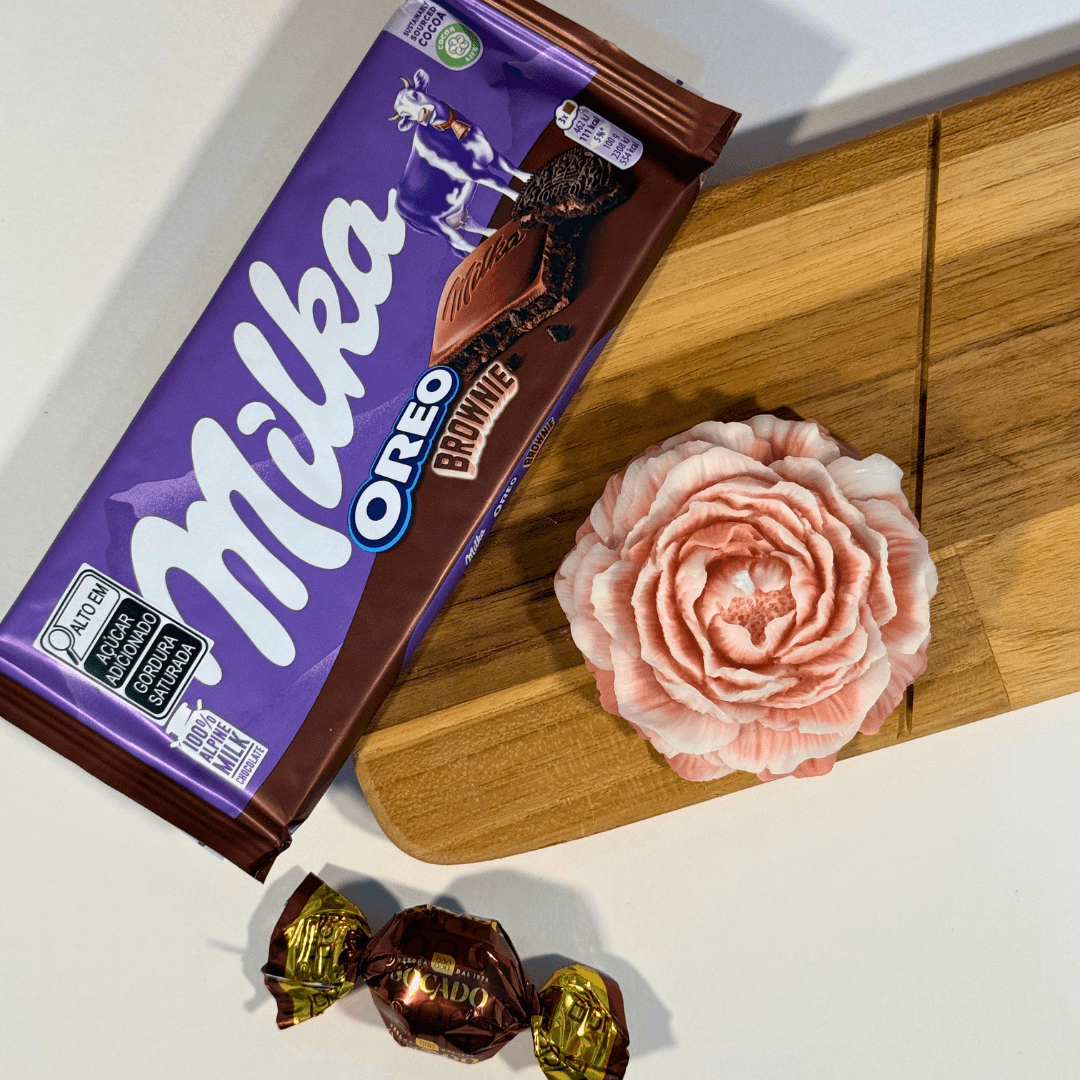 Caixa Vela Flor + Milka (M) - Dia das Mães