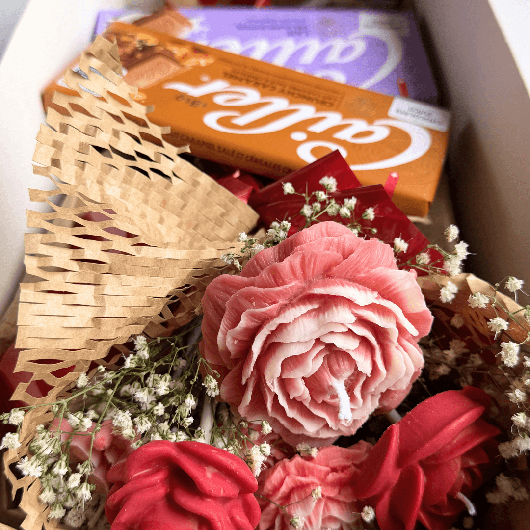 Buquê de Velas Aromáticas com Chocolate Suíço Cailler  — Dia dos Namorados
